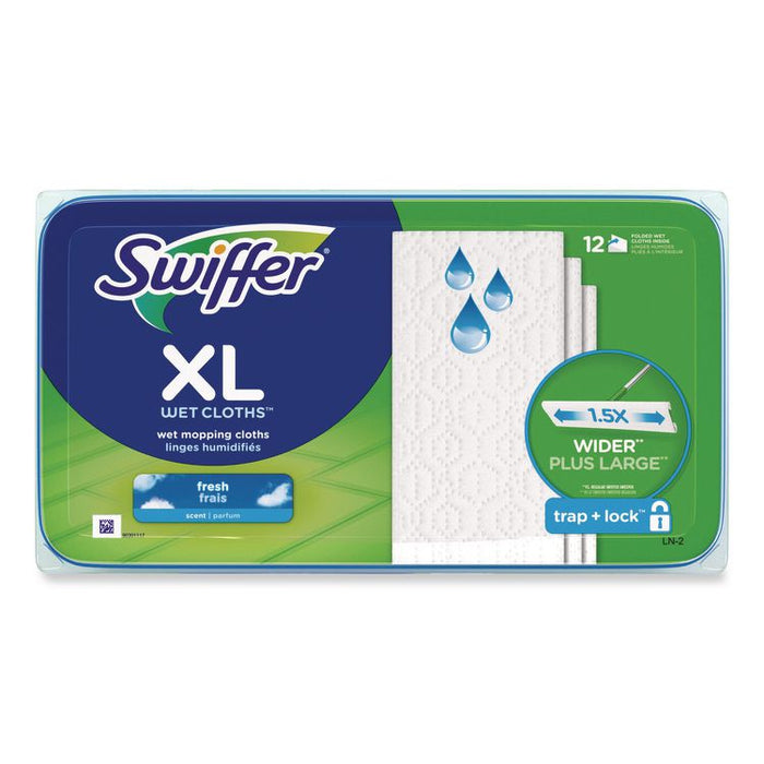 Max/XL Wet Refill Cloths, 16.5 x 9, White, 12/Tub, 6 Tubs/Carton