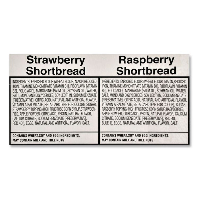 Premium Berry Jam Shortbread Cookies, Raspberry and Strawberry Variety, 2 oz Pack, 36 Packs/Carton