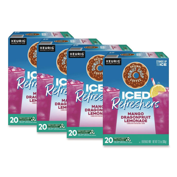 ICED Refreshers K-Cup Pods, Mango Dragonfruit Lemonade, 20/Box, 4 Boxes/Carton