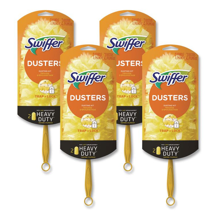 Heavy Duty Dusters Starter Kit, 6" Handle with Two Disposable Dusters, 4 Kits/Carton