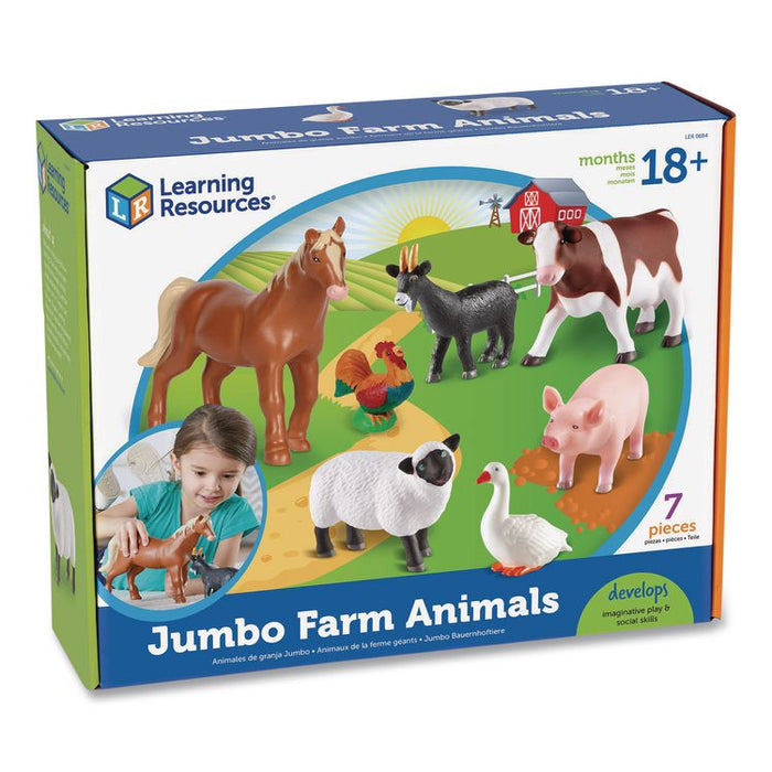 Jumbo Farm Animals, Grades Pre-K to 3, 7 Pieces