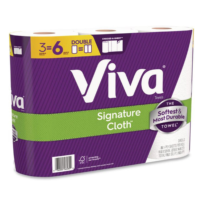 Signature Cloth Choose-A-Sheet Kitchen Roll Paper Towels,1-Ply, 5.1 x 11,White, 86 Sheets/Double Roll, 3 Rolls/PK, 8 Packs/CT