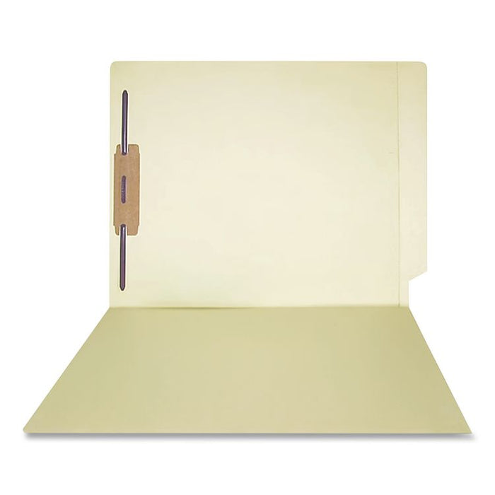 Heavy-Duty End Tab Fastener Folders, Straight Tab, Expands 0.75", 1 Fastener, Letter Size, Manila, 50/Box