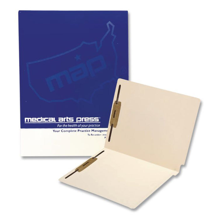 Heavy-Duty End Tab Fastener Folders, Straight Tab, Expands 0.75", 2 Fasteners, Letter Size, Manila, 250/Carton