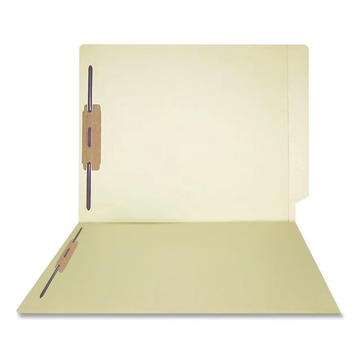 Full Pocket End Tab Fastener Folders, Straight Tab, Expands 0.75", 2 Fasteners, Letter Size, Manila, 50/Box