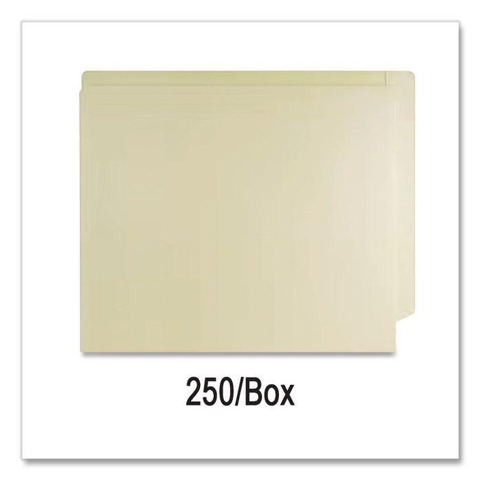 End Tab Fastener Folders with Embossed Labeling Lines, Straight Tab, Expands 0.75", 1 Fastener, Letter Size, Manila, 250/Box