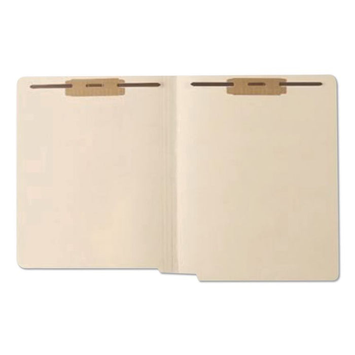 End Tab Fastener Folders, Straight Tab, Expands 0.75", 2 Fasteners, Letter Size, Manila, 250/Carton
