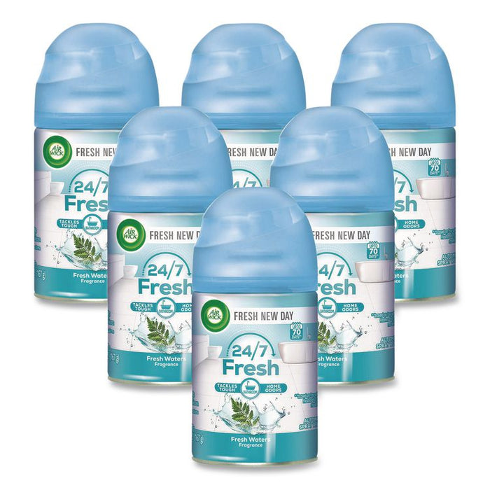 Freshmatic Ultra Automatic Spray Refill, Fresh Waters, 5.89 oz Aerosol Spray, 6/Carton