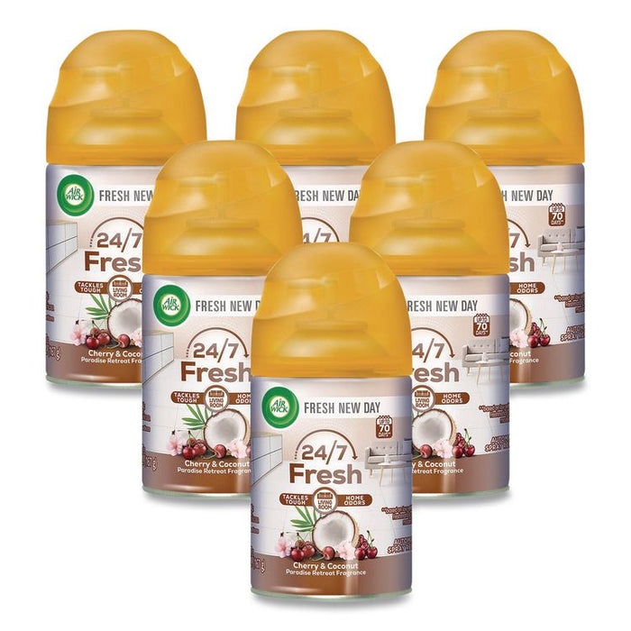 Freshmatic Life Scents Ultra Refill, Cherry and Coconut Paradise Retreat, 5.89 oz Aerosol Spray, 6/Carton