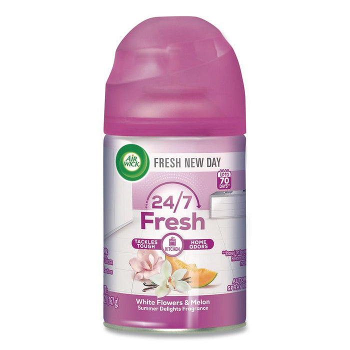 Freshmatic Life Scents Ultra Refill, White Flowers and Melon Summer Delights, 5.89 oz Aerosol Spray, 6/Carton