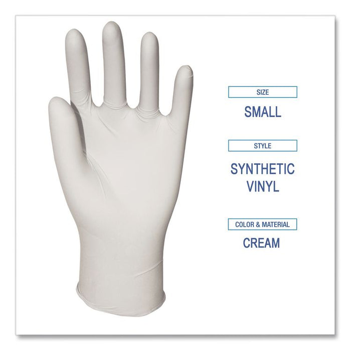 Powder-Free Synthetic Vinyl Gloves, Small, 4 mil Thick, 9.5" Long, Cream, 100/Box, 10 Boxes/Carton