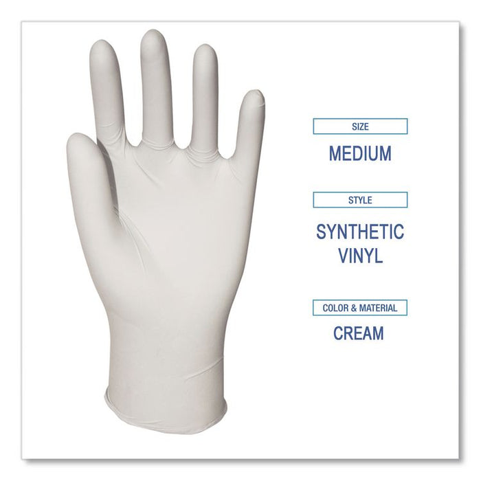 Powder-Free Synthetic Vinyl Gloves, Medium, 4 mil Thick, 9.5" Long, Cream, 100/Box, 10 Boxes/Carton