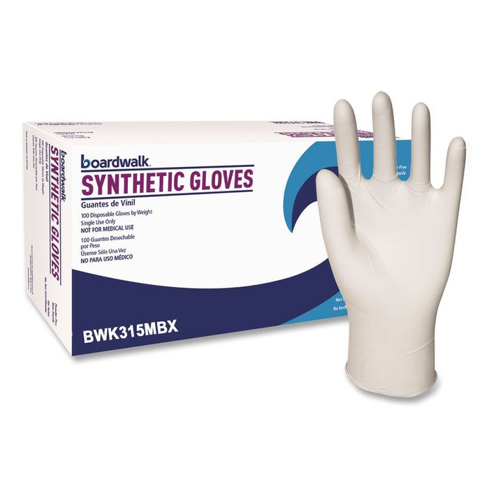 Powder-Free Synthetic Vinyl Gloves, Medium, 4 mil Thick, 9.5" Long, Beige, 100/Box