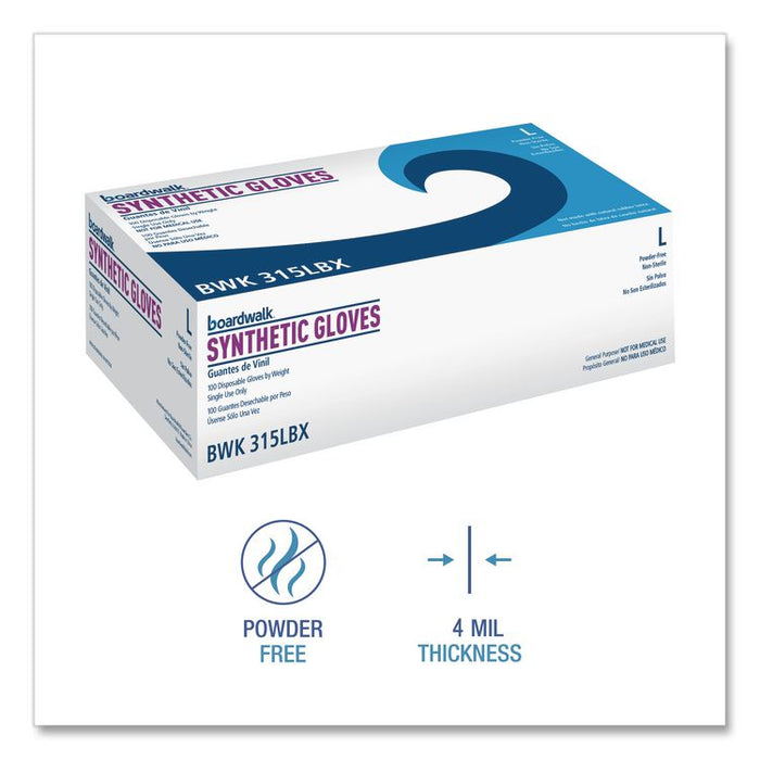 Powder-Free Synthetic Vinyl Gloves, Large, 4 mil Thick, 9.5" Long, Cream, 100/Box, 10 Boxes/Carton