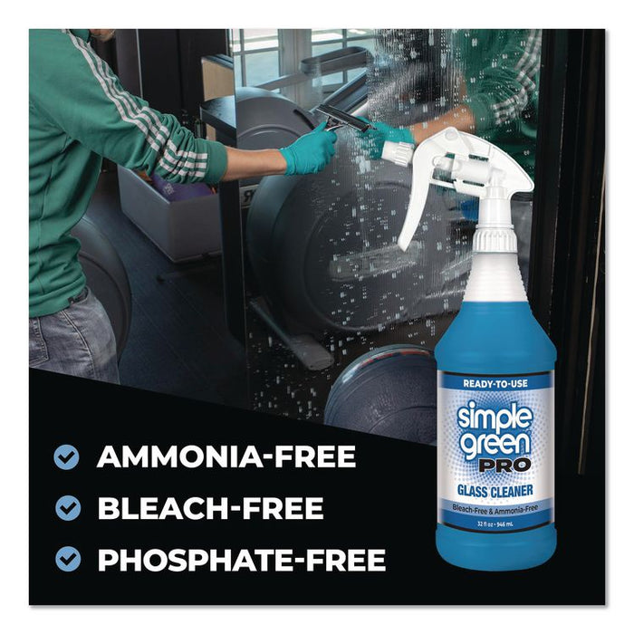 Pro Glass Cleaner Ready-To-Use, 32 oz Spray Bottle, 12/Carton