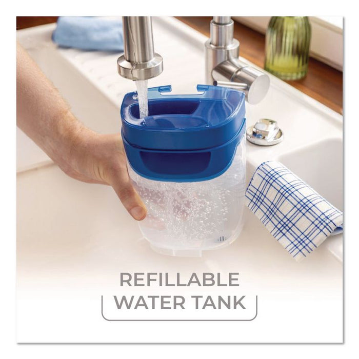 H2Pro Flat Mop System, 9.25 x 4.38 White/Blue Microfiber Head, Up to 56" Black/Red Handle