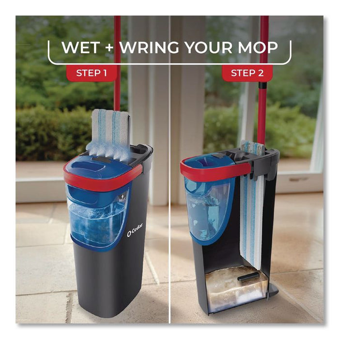 H2prO Flat Mop Head Replacement, 9.25 x 4.38, Blue/White, 2/Pack, 6 Packs/Carton