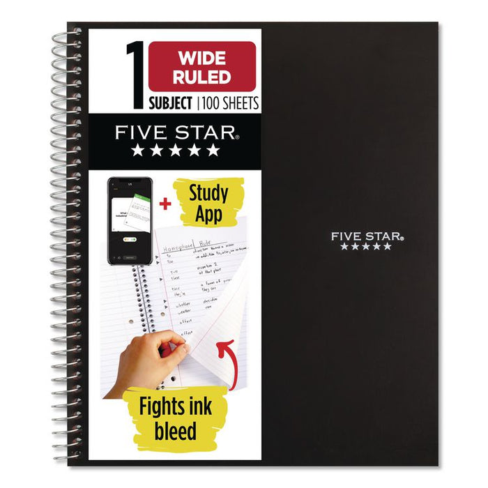 Wirebound Notebook, 1-Subject, Wide/Legal Rule, Black Cover, (100) 10.5 x 8.63 Sheets