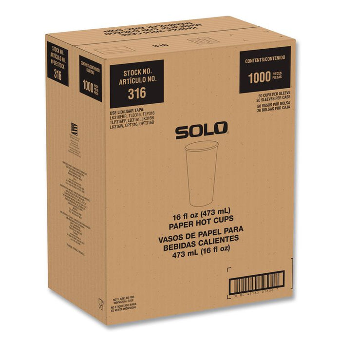 Recycled Content PCF Paper Hot Cups, ProPlanet Seal, 16 oz, White/Blue, 1,000/Carton