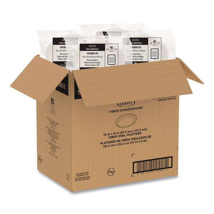 Compostable Molded Fiber Dinnerware, ProPlanet Seal, Platter, 10" Diameter, Natural, 500/Carton