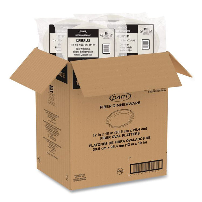 Compostable Molded Fiber Dinnerware, ProPlanet Seal, Platter, 12" Diameter, Natural, 500/Carton