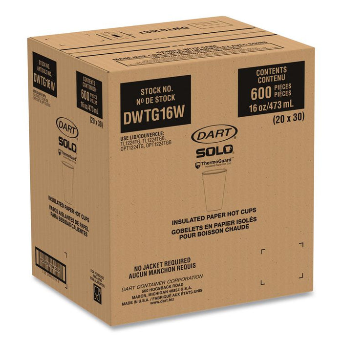 Thermoguard Insulated Paper Hot Cups, 16 oz, White Sustainable Forest Design, 600/Carton