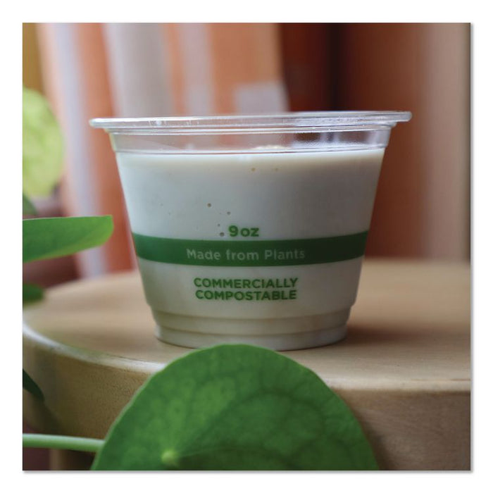 PLA Clear Cold Cups, 9 oz, Plastic, Clear, 1,000/Carton