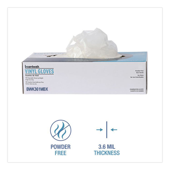 Exam Vinyl Gloves, Powder-Free, Medium, 3.6 mil Thick, 9.5" Long, Clear, 100/Box