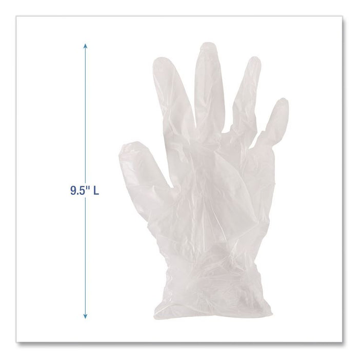 Exam Vinyl Gloves, Powder-Free, Small, 3.6 mil Thick, 9.5" Long, Clear, 100/Box, 10 Boxes/Carton
