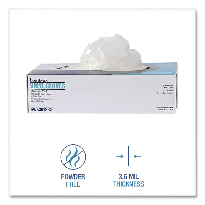 Exam Vinyl Gloves, Powder-Free, Small, 3.6 mil Thick, 9.5" Long, Clear, 100/Box, 10 Boxes/Carton