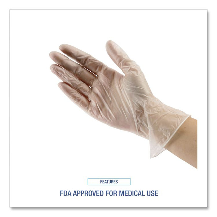 General Purpose Vinyl Gloves, Powder-Free, Large, 2.6 mil Thick, 13" Long, Clear, 100/Box