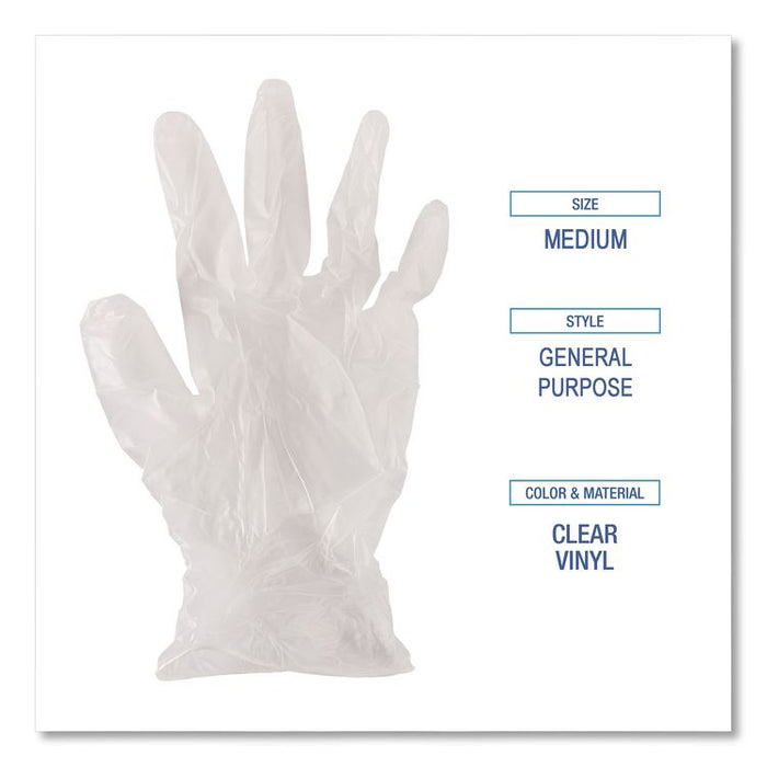 General Purpose Vinyl Gloves, Powder-Free, Medium, 2.6 mil Thick, 13" Long, Clear, 100/Box