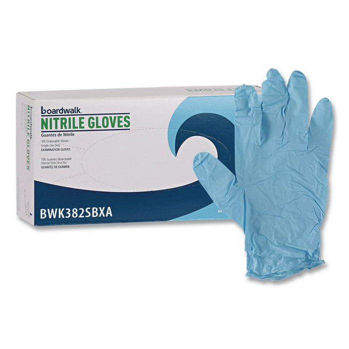 Disposable Examination Nitrile Gloves, Powder-Free, Small, 5 mil Thick, 9.5" Long, Blue, 100/Box
