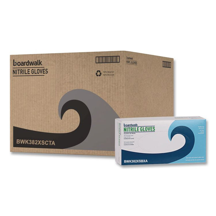 Disposable Examination Nitrile Gloves, Powder-Free, X-Small, 5 mil Thick, 9.5" Long, Blue, 100/Box, 10 Boxes/Carton