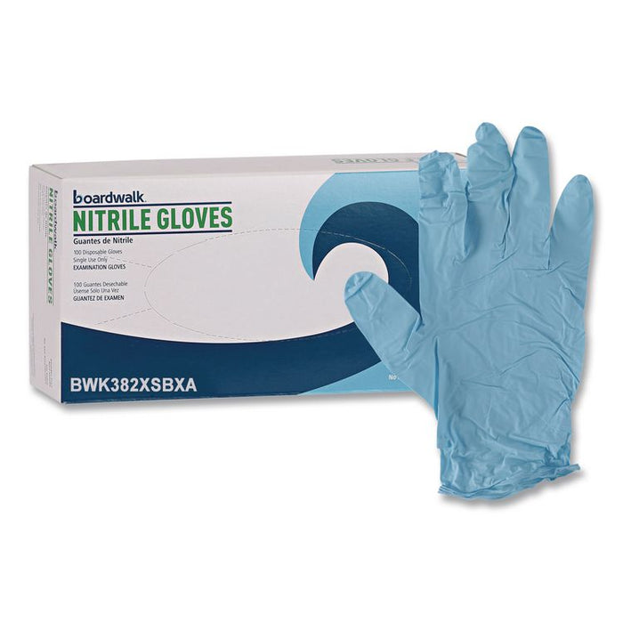 Disposable Examination Nitrile Gloves, Powder-Free, X-Small, 5 mil Thick, 9.5" Long, Blue, 100/Box, 10 Boxes/Carton