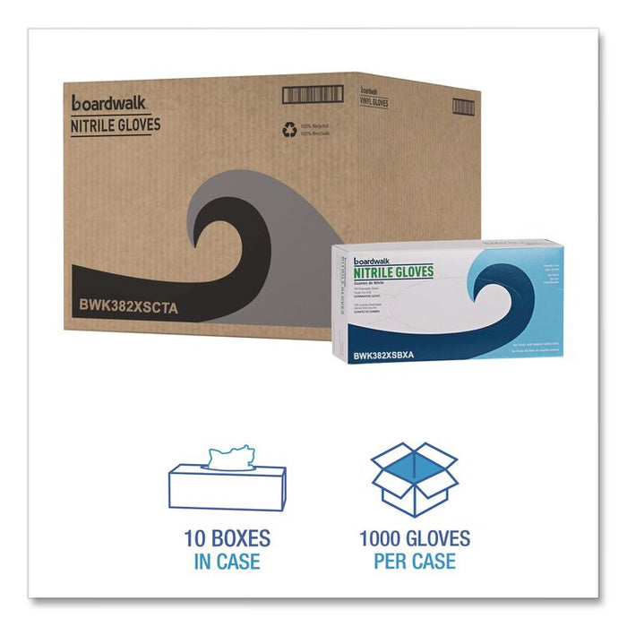 Disposable Examination Nitrile Gloves, Powder-Free, X-Small, 5 mil Thick, 9.5" Long, Blue, 100/Box, 10 Boxes/Carton