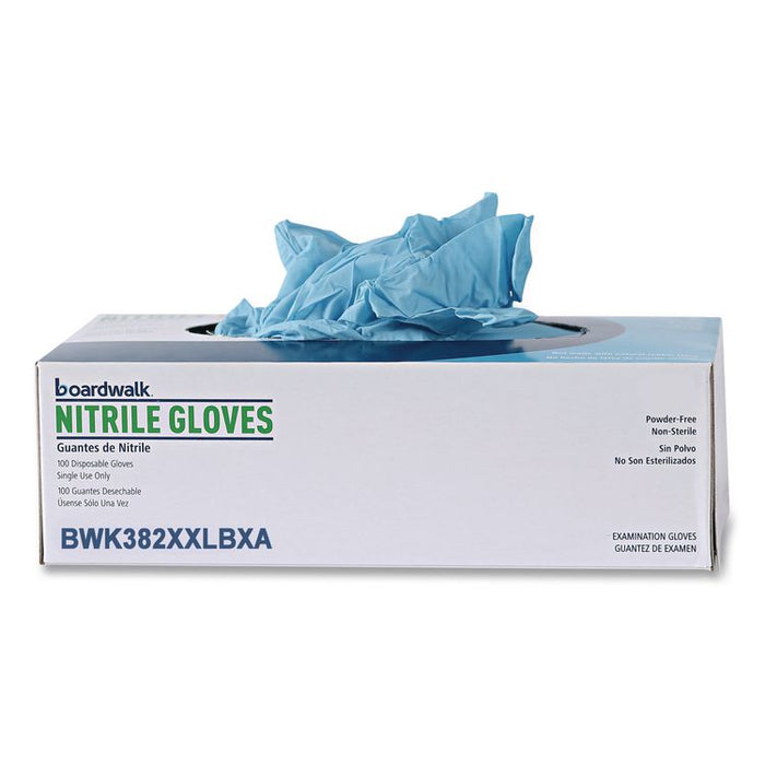 Disposable Examination Nitrile Gloves, Powder-Free, XX-Large, 5 mil Thick, 9.5" Long, Blue, 100/Box