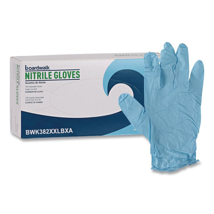 Disposable Examination Nitrile Gloves, Powder-Free, XX-Large, 5 mil Thick, 9.5" Long, Blue, 100/Box, 10 Boxes/Carton