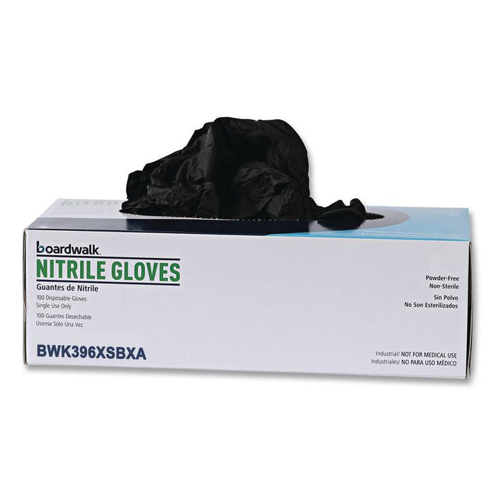 396 Series Disposable General-Purpose Nitrile Gloves, Powder-Free, X-Small, 4.4 mil Thick, 9.5" Long, Black, 100/Box