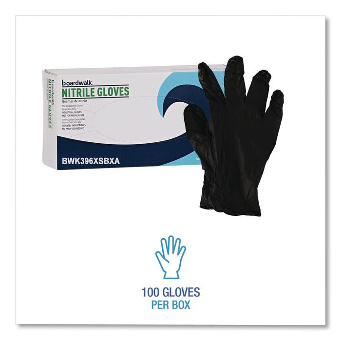 396 Series Disposable General-Purpose Nitrile Gloves, Powder-Free, X-Small, 4.4 mil Thick, 9.5" Long, Black, 100/Box