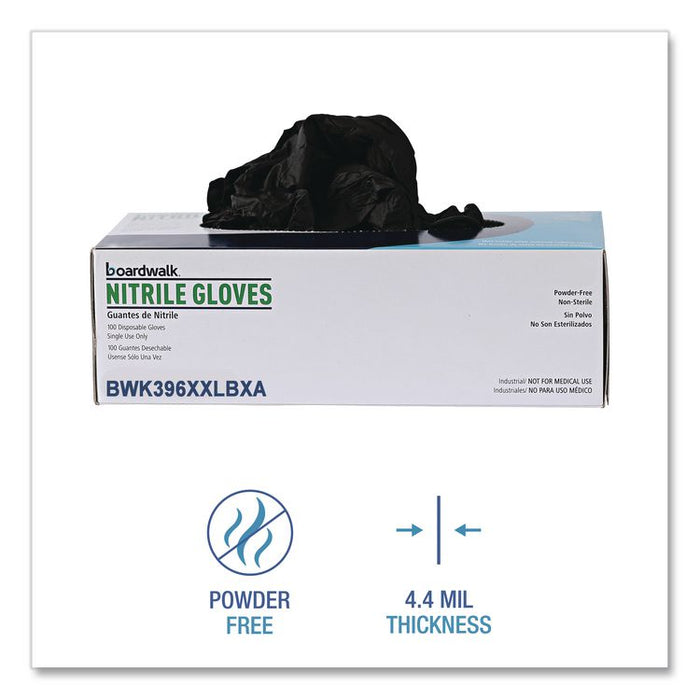 396 Series Disposable General-Purpose Nitrile Gloves, Powder-Free, XX-Large, 4.4 mil Thick, 9.5" Long, Black,100/Box,10 BX/CT