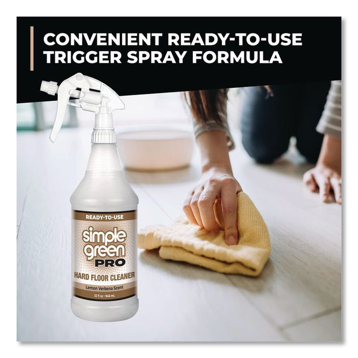 Pro Hard Floor Cleaner, Lemon Verbena Scent, 32 oz Spray Bottle, 12/Carton