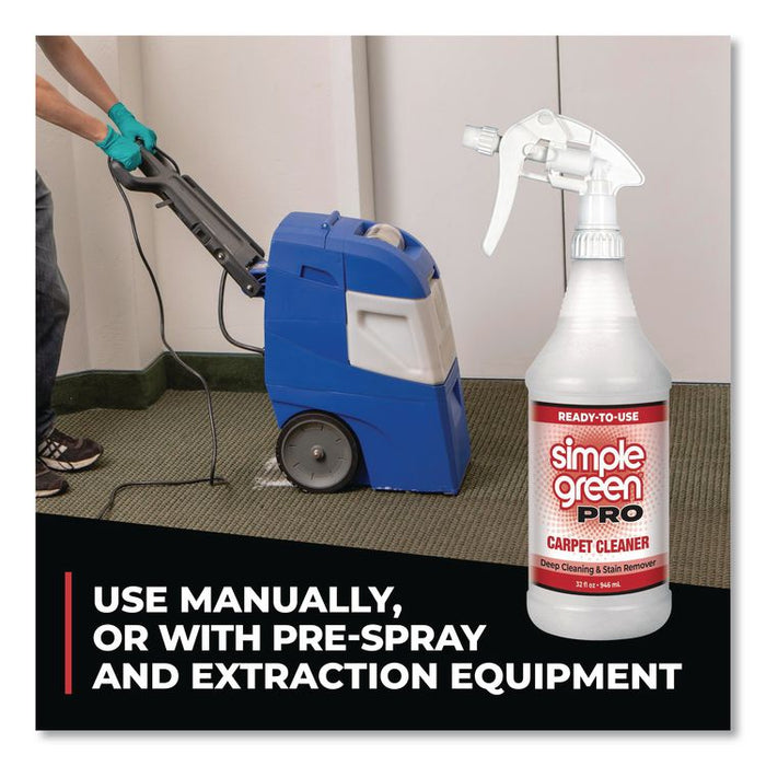 Pro Carpet Cleaner Ready-To-Use, Unscented, 32 oz Spray Bottle, 12/Carton