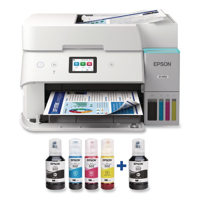EcoTank ET-4958 Wireless AIO Color Supertank Printer, Copy/Fax/Print/Scan