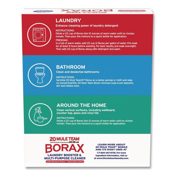 20 Mule Team Borax Laundry Booster, Powder, 4 lb Box, 6/Carton