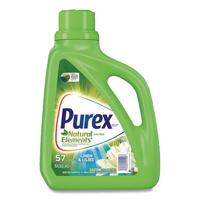 Ultra Natural Elements HE Liquid Detergent, Linen and Lilies Scent, 75 oz Bottle, 6/Carton