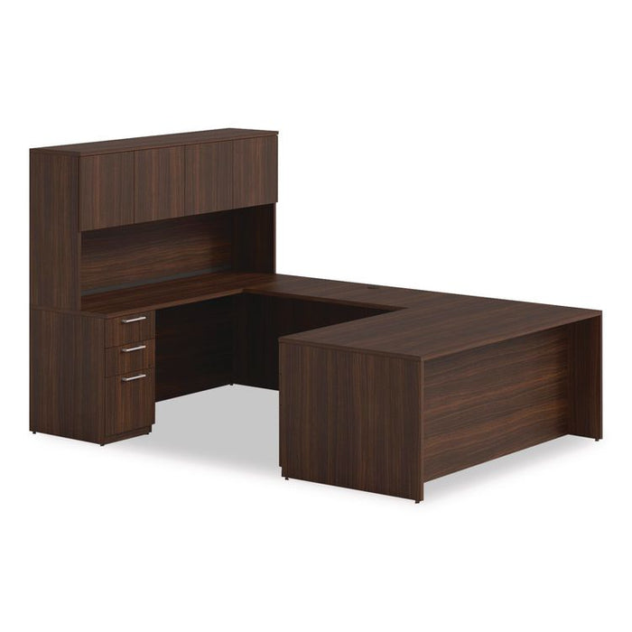 Alera Seville Hutch with Doors, 4 Compartments, 72w x 16d x 36h, Mahogany