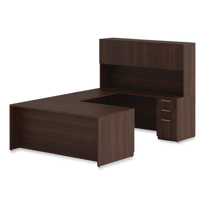 Alera Seville Hutch with Doors, 4 Compartments, 72w x 16d x 36h, Mahogany