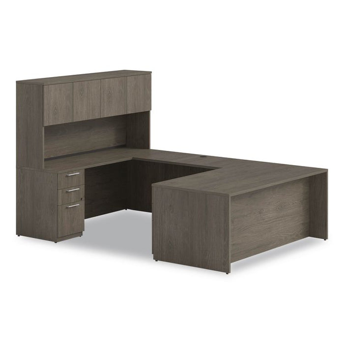 Alera Seville Series Credenza with Pedestal, Left Pedestal, 72w x 24d x 29h, Walnut