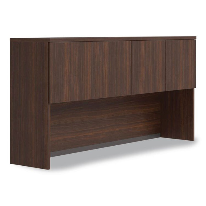 Alera Seville Hutch with Doors, 4 Compartments, 72w x 16d x 36h, Mahogany
